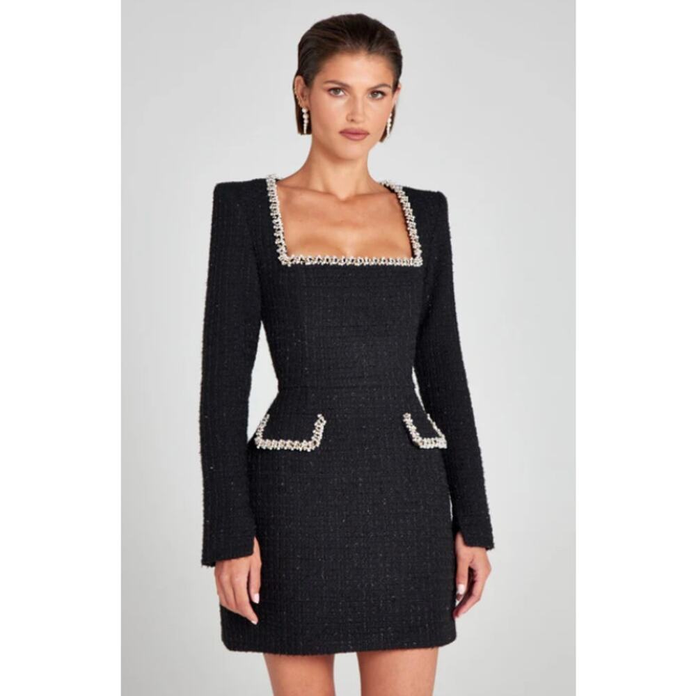 Nadine Merabi NWT Natalie Black Dress (Size US 10) - Picture 2 of 11